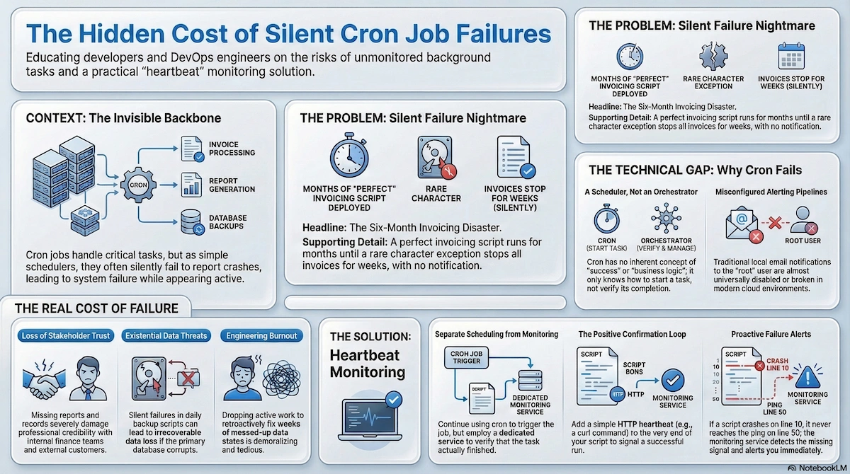 Diagram showing the true cost of silent cron failures